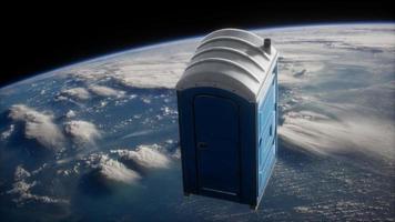 Portable street WC toilet cabin on Earth orbit video