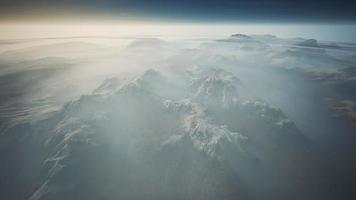 Alps mountain range aerial shot flying