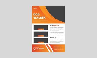 Dog walker service flyer design. dog walking service poster leaflet design template. a4 template, brochure design, cover, flyer, poster, print-ready vector