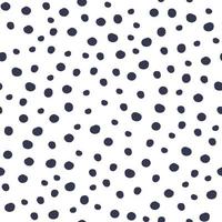 Black polka dot seamless pattern on white background. Monochrome funny wallpaper. vector
