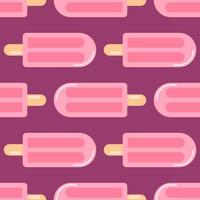 Bright food seamless pattern with fruit ice in pink colors. Purple background. Minimalistic creative design. vector