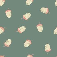 Seamless random pattern with doodle chestnuts shapes. Decorative print in pale pastel tones. vector