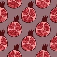 Abstract pomegranate fruit seamless pattern in doodle style. vector
