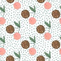 Apples and leaves seamless pattern on dots background in Scandinavian style. vector