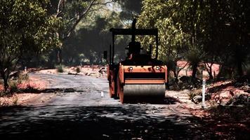 road roller tractor in the forest video