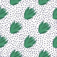 Aloe cacti wallpaper. Abstract cactus seamless pattern on dots background. vector