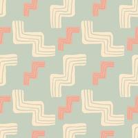 Random seamless pattern in pastel tones with zigzag elements. Design in pink and blue colors. vector