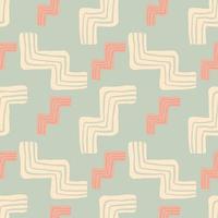 Random seamless pattern in pastel tones with zigzag elements. Design in pink and blue colors. vector