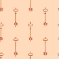 Seamless minimalistic privacy pattern with old security keys door elements. Pink palette retro backdrop. vector