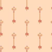 Seamless minimalistic privacy pattern with old security keys door elements. Pink palette retro backdrop. vector