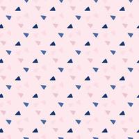Triangular shapes seamless pattern. Blue and lilac geometric elements on pink background. Abstract design. vector