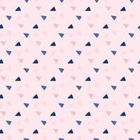 Triangular shapes seamless pattern. Blue and lilac geometric elements on pink background. Abstract design. vector