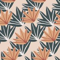 Geometric tropical leaves seamless pattern in vintage style. Contemporary tropic palm leaf doodle vector illustration.