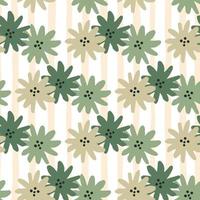 Chamomiles flowers seamless pattern on lines background. Pretty daisies floral endless wallpaper. vector