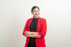 mujer de negocios asiática con fondo blanco foto