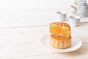 Chinese moon cake durian and egg yolk flavour photo