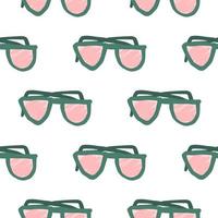 Sunglasses doodle silhouettes seamless pattern. Isolated pink hipster print on white background. vector