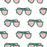 Sunglasses doodle silhouettes seamless pattern. Isolated pink hipster print on white background. vector