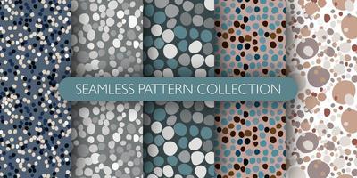 Set of seamless masonry pattern with rocks silhouettes. Stone ornament pattern collection. vector