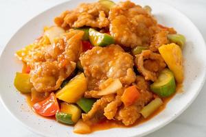 Stir fried sweet and sour sauce with pork photo