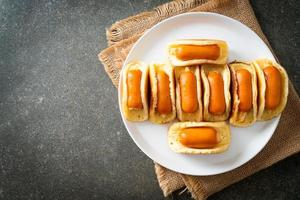 flat pancake roll with sausage photo