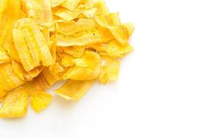 Banana Chips on white background photo