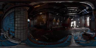 VR360 view of abandoned public toilet video