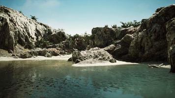 coastal view of a sand beach with cliffs video