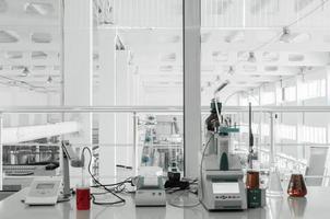 test laboratory and measuring instruments at the plant for the production and processing of plastics photo