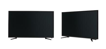 modern LCD flat screen TV in two positions on a white background photo