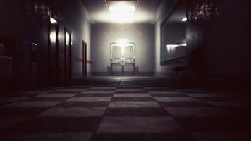 empty dark hospital laboratory corridor