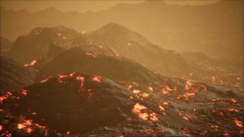 lava fields and hills at active volcano video