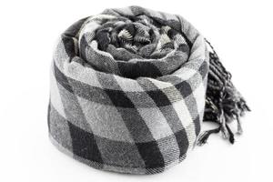 Scarf black plaid isolate on white background photo