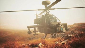 military helicopter in mountains at war video