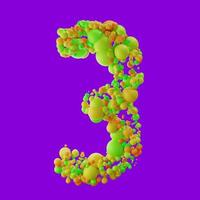 3d illustration of number with green and orange bubble photo