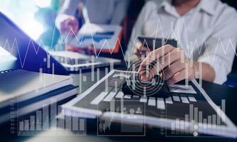 Intelligence and business analytics  with key performance indicators dashboard concept.StartUp photo