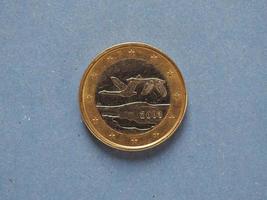 1 euro coin, European Union, Finland over blue photo