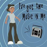 I've got the music in me retro cartoon hip hop dancer vector