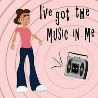 I've got the music in me retro cartoon hip hop dancer vector