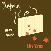 HEPA filter removing contaminants and viruses from the air vector