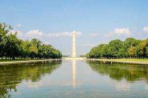 el icónico monumento a washington y la piscina reflectante, washington dc, estados unidos foto