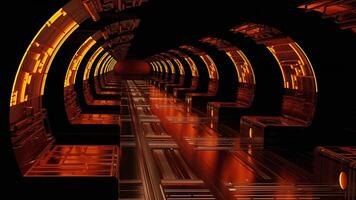 abstract background of Sci Fi Modern Futuristic Spaceship Tunnel Corridor gate, 3D illustration rendering photo