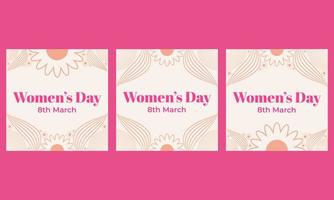 diseño de colección de publicaciones en redes sociales del día de la mujer rosa vector