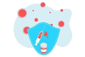 Landing page of vaccination website. Immunization campaign. Health care and protection. Isometric medical treatment. Flat vector illustration for for medical web icons, UI, mobile application, posters