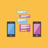 Mobile chat or conversation of people via mobile phones. Chatting concept illustration. vector