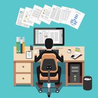 Businessman Using Computer At Desk vector