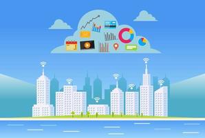Cloud services. Smart city. vector