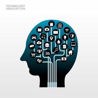 Technology innovation concept. Tree technology in human head. vector