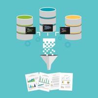 extraer conocimiento de los datos. concepto de procesamiento de inteligencia empresarial o minería de datos. vector