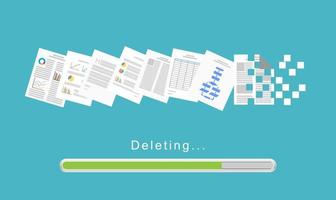 Delete files or delete documents process. vector